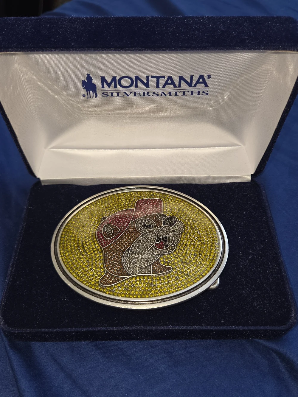 Montana Silversmiths Yellow Bulldog Mosaic Belt Buckle